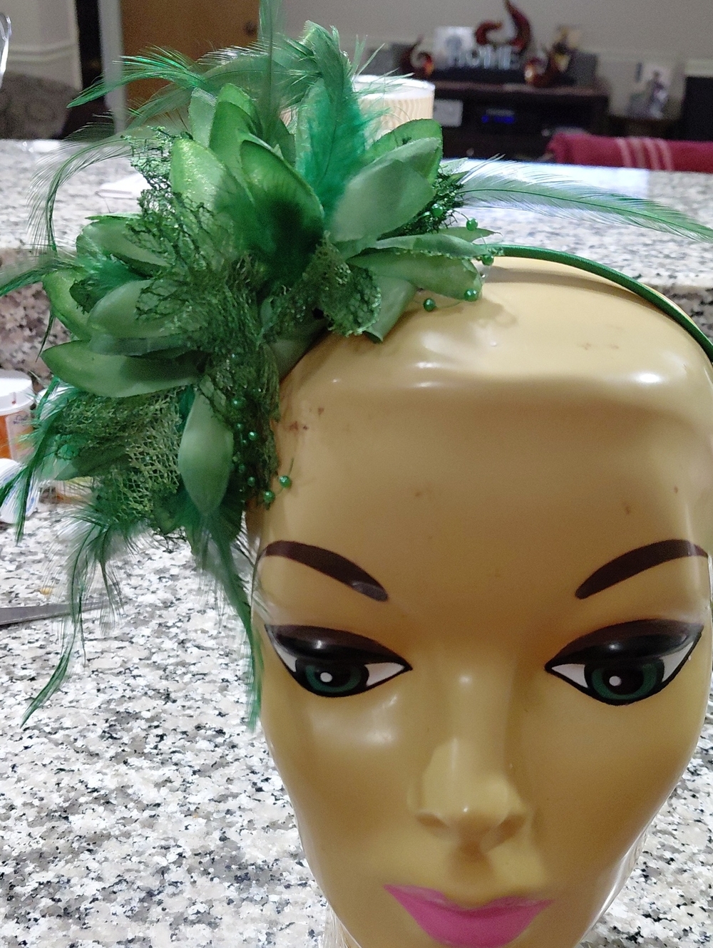 Green Feather Floral Headband - Women's Accessory